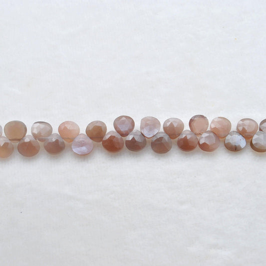 Natural Chocolate Moonstone Faceted Heart Gemstone Beads - view 3
