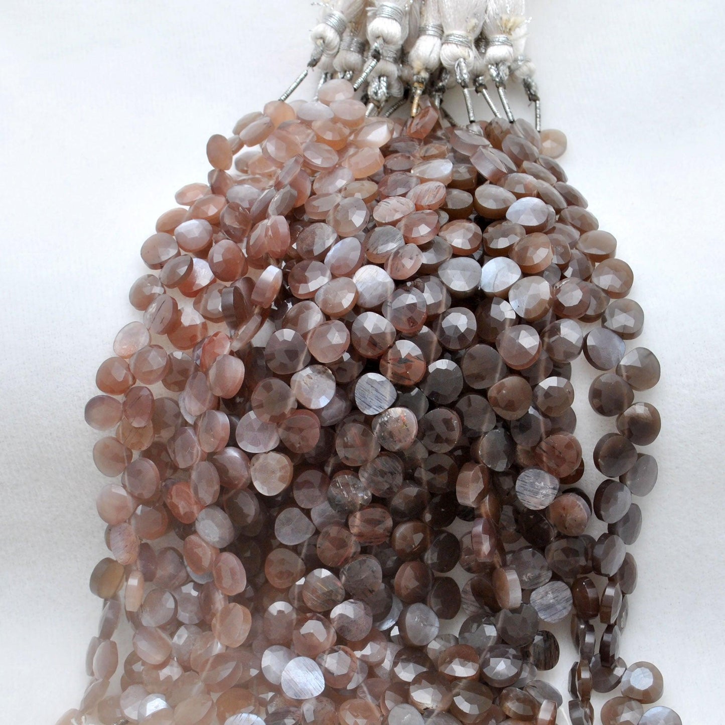 Natural Chocolate Moonstone Faceted Heart Gemstone Beads