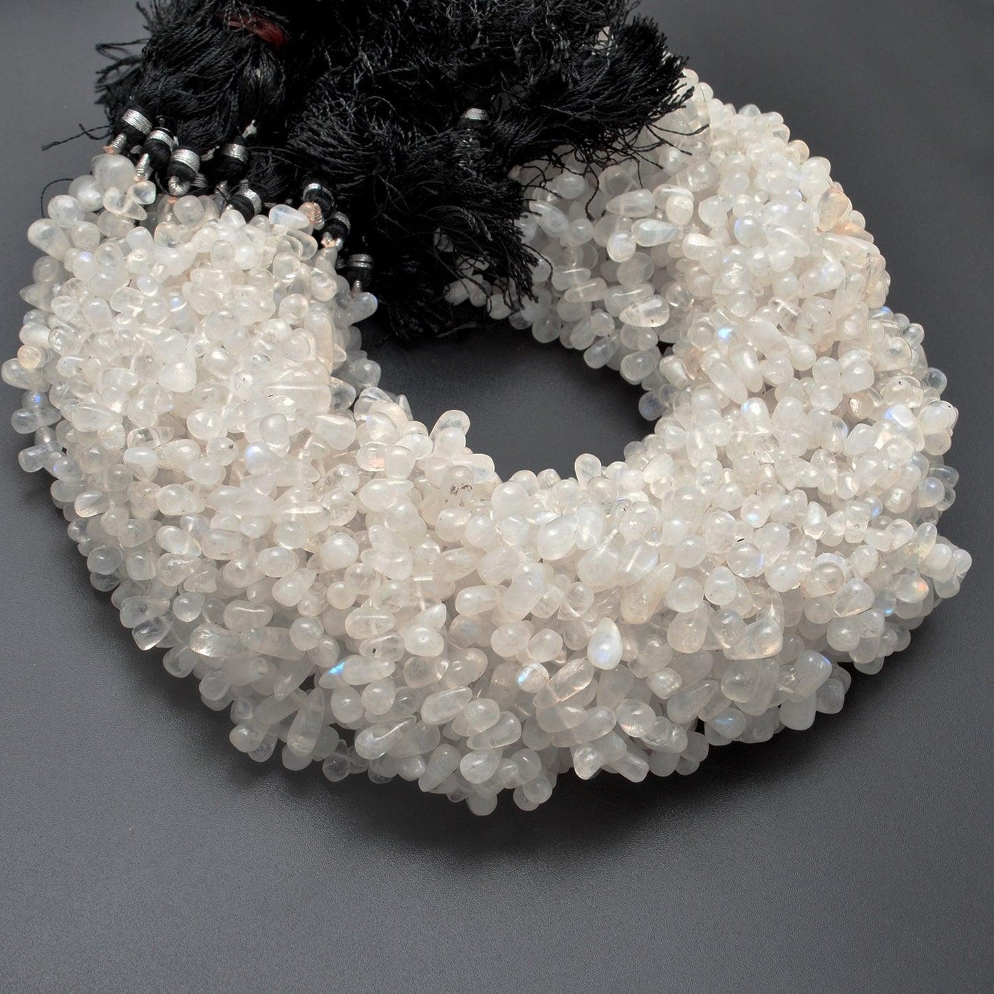 Rainbow Moonstone Plain Drop Gemstone Beads 16" Strand