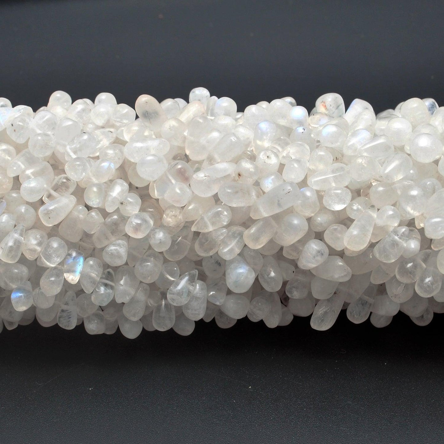 Rainbow Moonstone Plain Drop Gemstone Beads 16" Strand