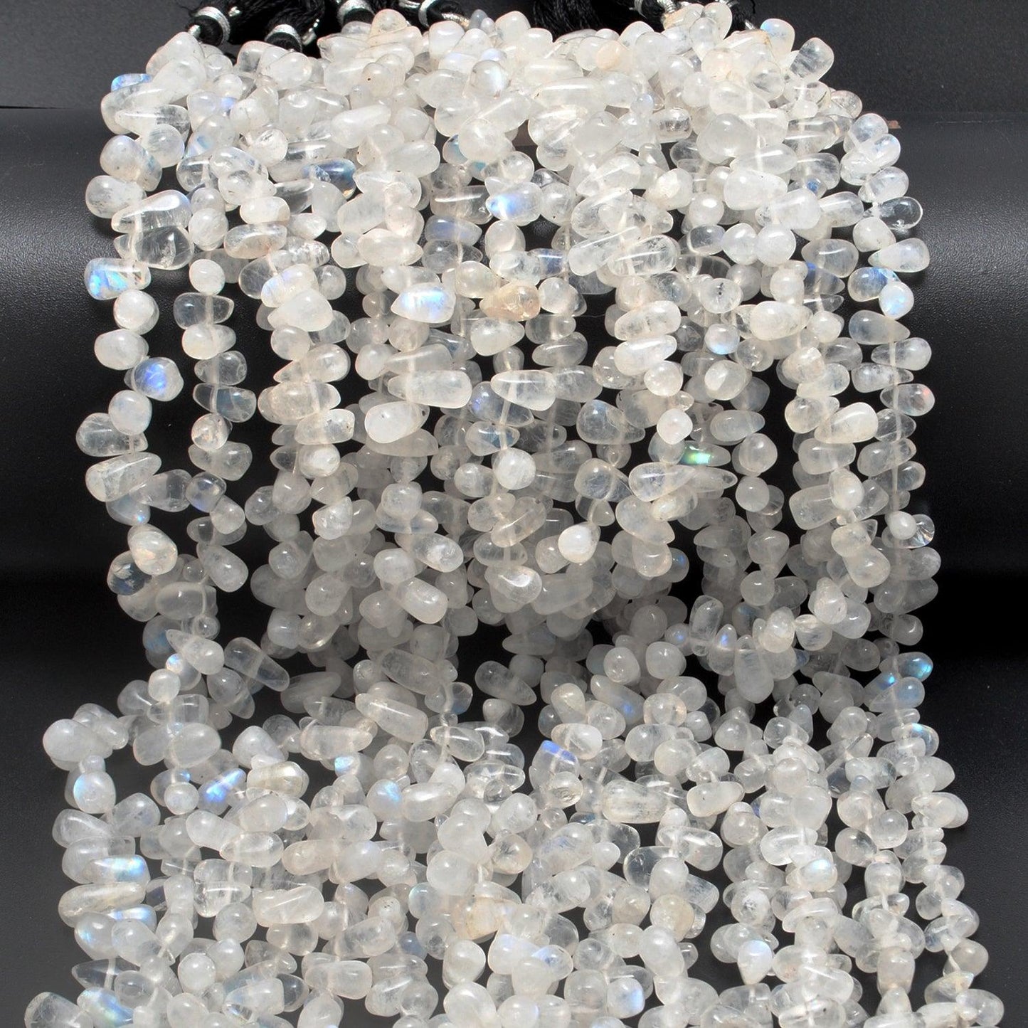 Rainbow Moonstone Plain Drop Gemstone Beads 16" Strand