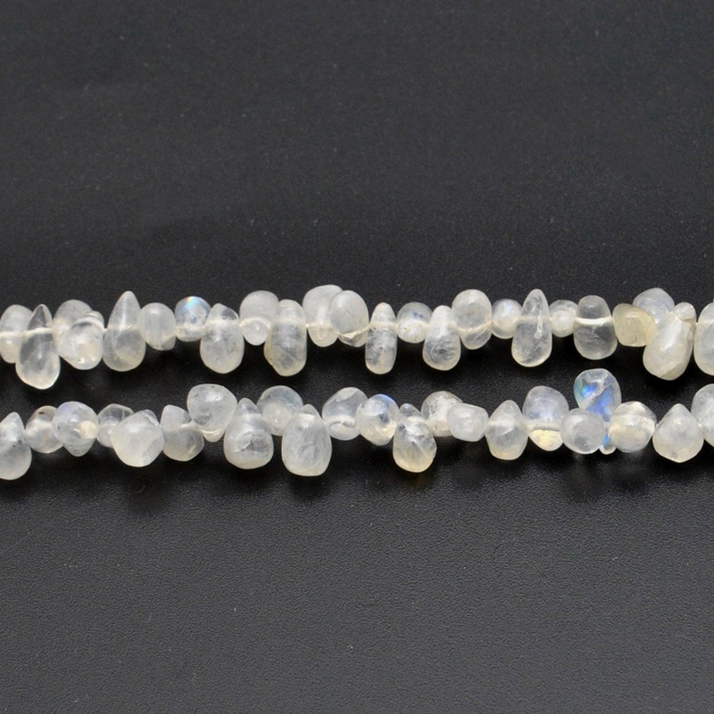 Rainbow Moonstone Plain Drop Gemstone Beads 16" Strand