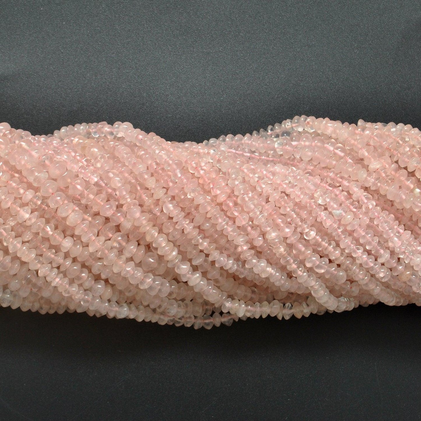 Natural Rose Quartz Plain Button Gemstone Beads 14" Strand