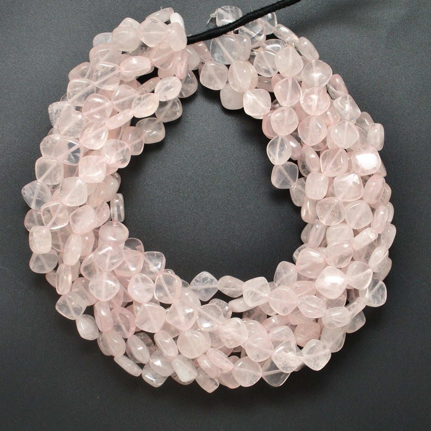 Natural Rose Quartz Plain Cushion Gemstone Beads 17" Strand