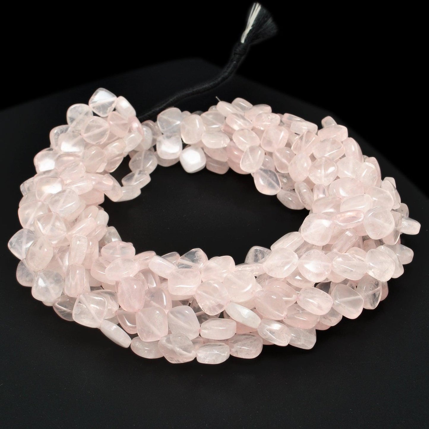 Natural Rose Quartz Plain Cushion Gemstone Beads 17" Strand