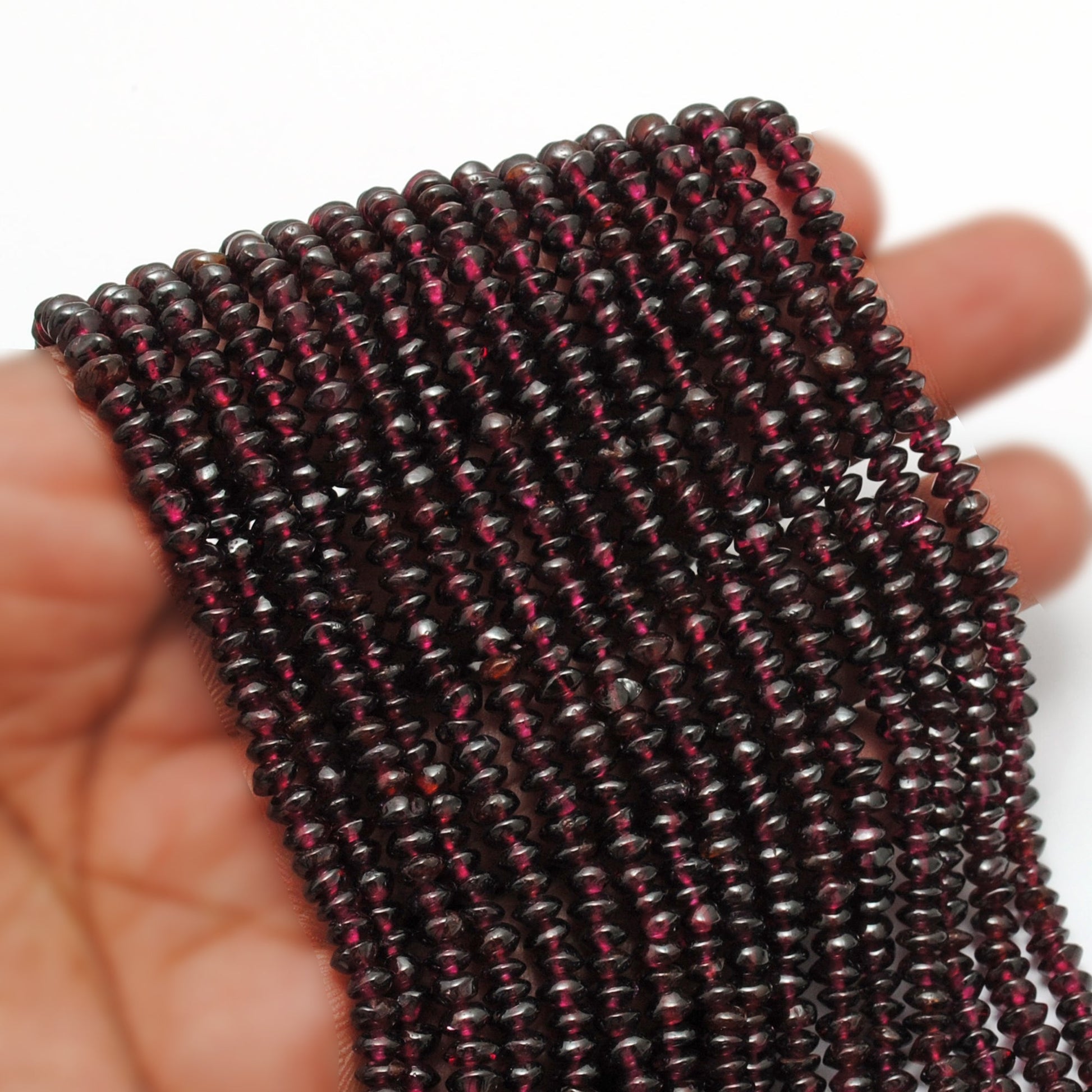 natural rhodolite garnet plain button beads strand, 4-5mm and 4.5-5mm, 14 and 16 inch, 150-160 beads, polished gemstone, SAR Gems