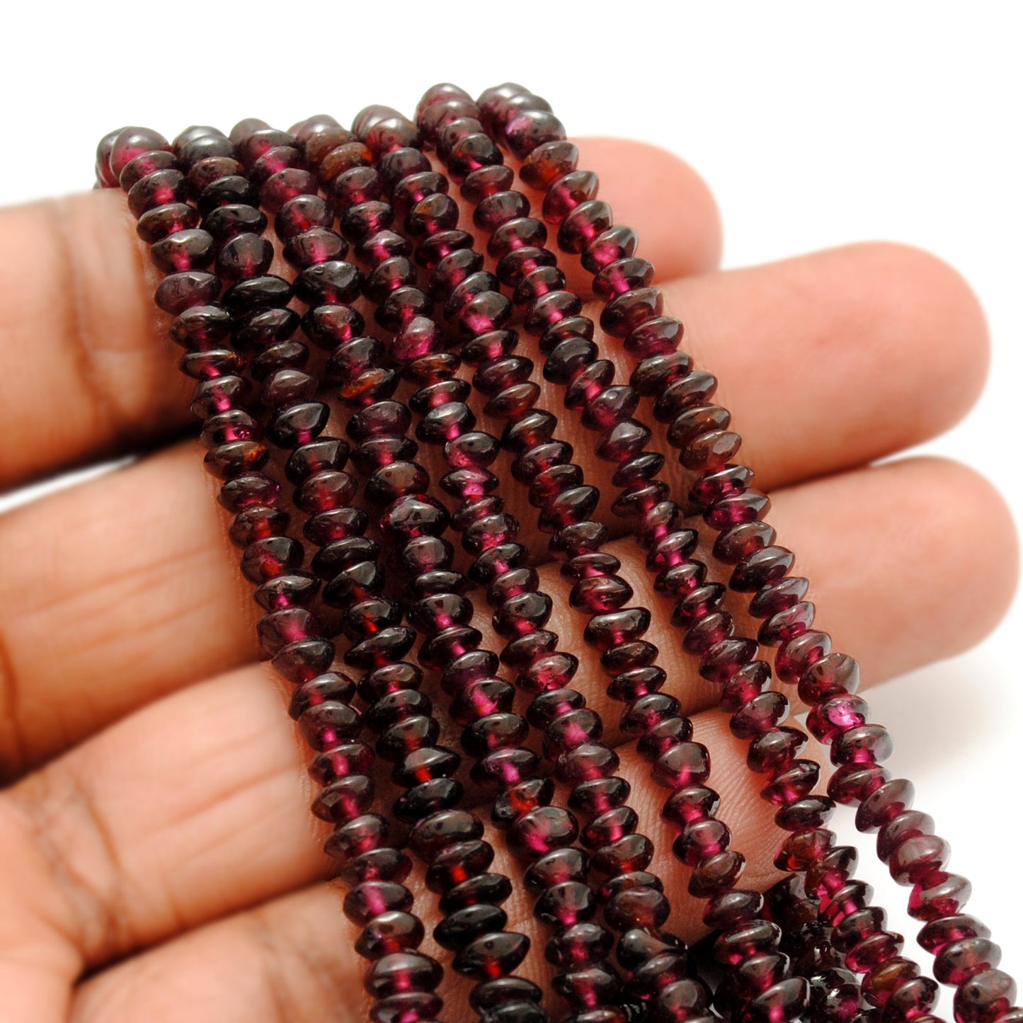 natural rhodolite garnet plain button beads strand, 4-5mm and 4.5-5mm, 14 and 16 inch, 150-160 beads, polished gemstone, SAR Gems