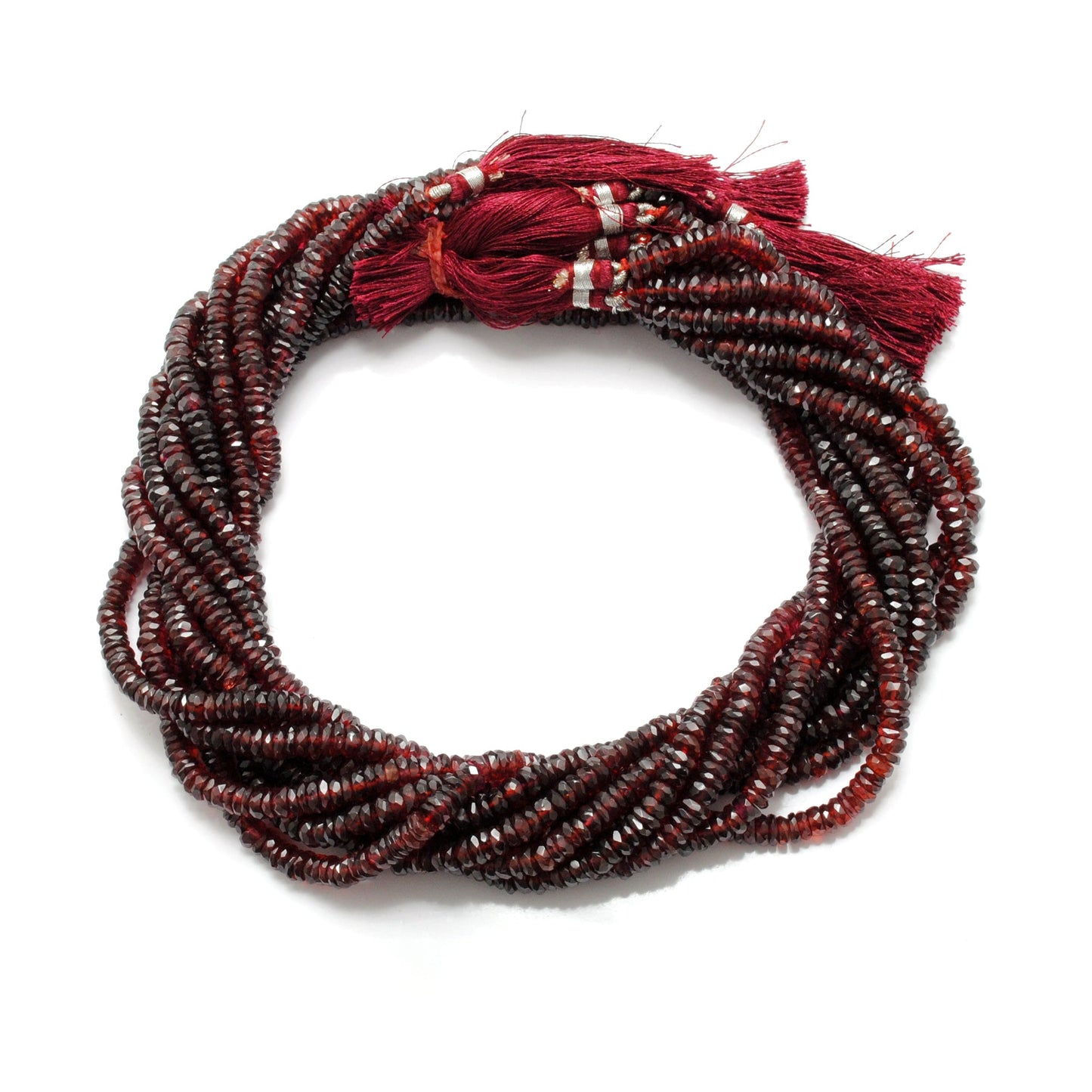 natural rhodolite garnet faceted tyre beads strand, 5-7mm, 160 pcs, 16 inch, 51.40 grams, polished natural gemstone, SAR Gems