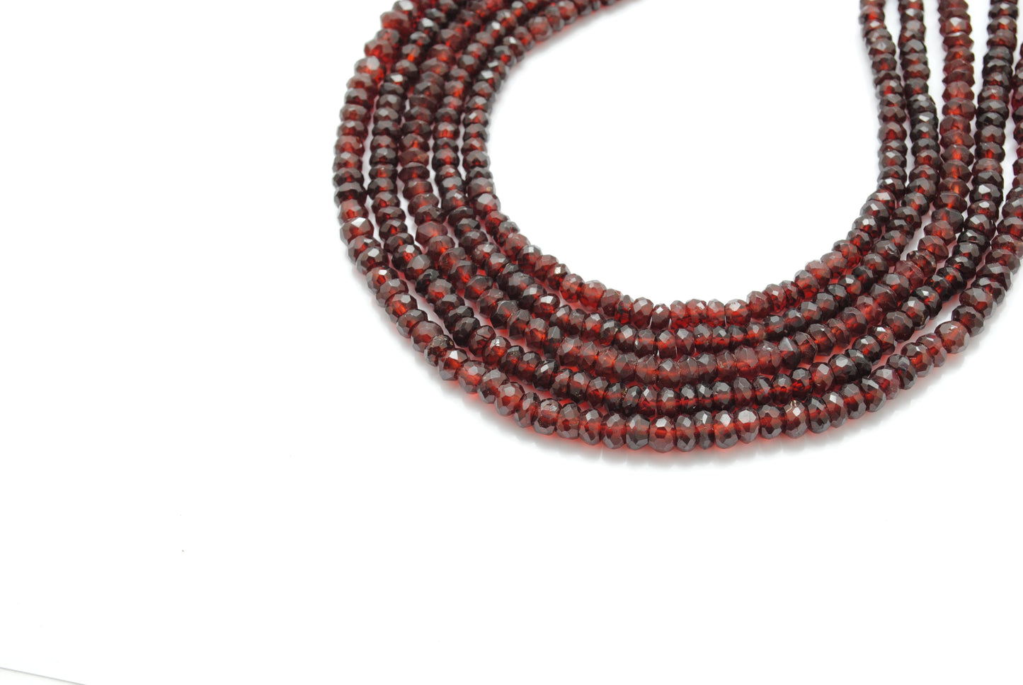 natural garnet faceted rondelle beads strand, 4-5mm and 5-5.5mm, 125 stones, 16 inch, polished untreated red gemstone, SAR Gems