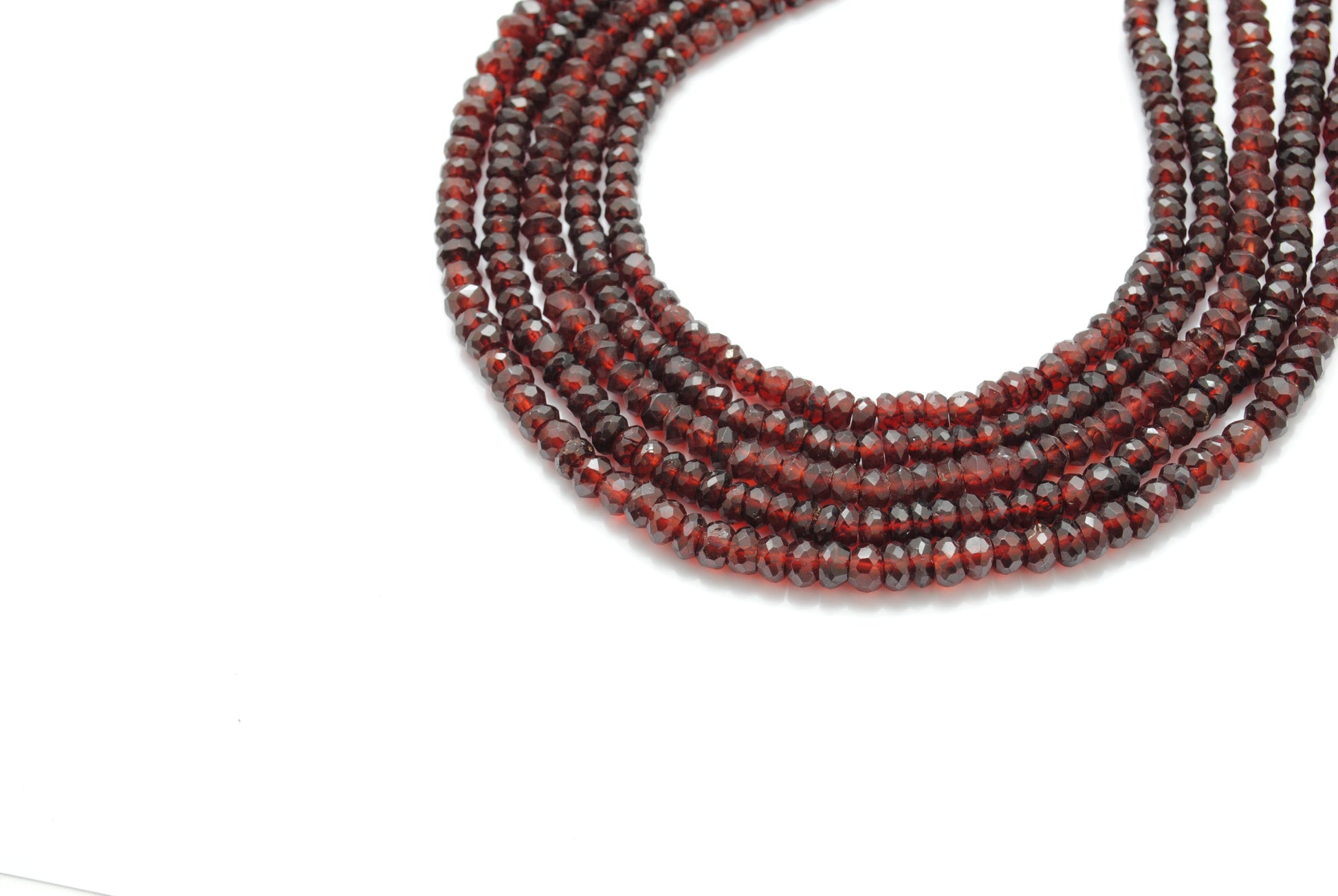 natural garnet faceted rondelle beads strand, 4-5mm and 5-5.5mm, 125 stones, 16 inch, polished untreated red gemstone, SAR Gems