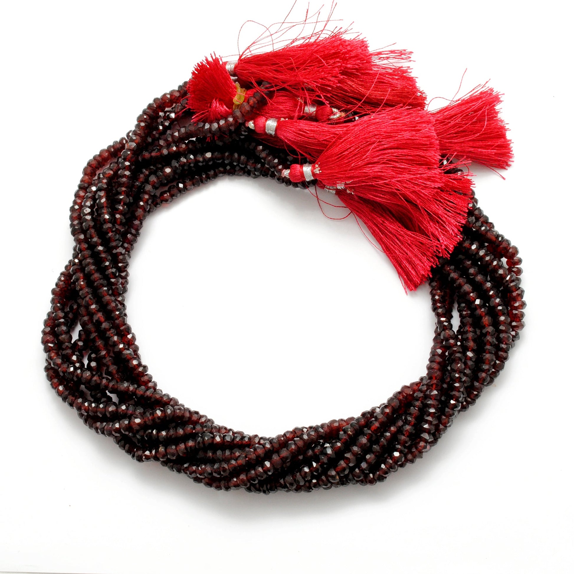 natural garnet faceted rondelle beads strand, 4-5mm and 5-5.5mm, 125 stones, 16 inch, polished untreated red gemstone, SAR Gems