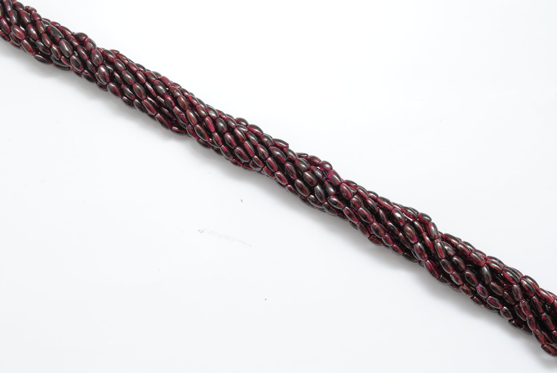 natural rhodolite garnet drum beads strand, plain mixed size, 16 inch, 55 pcs, 16.02 grams, polished gemstone, SAR Gems