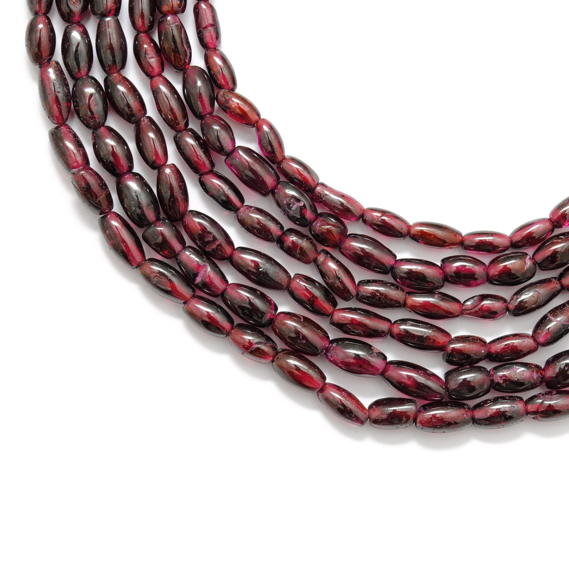 natural rhodolite garnet drum beads strand, plain mixed size, 16 inch, 55 pcs, 16.02 grams, polished gemstone, SAR Gems
