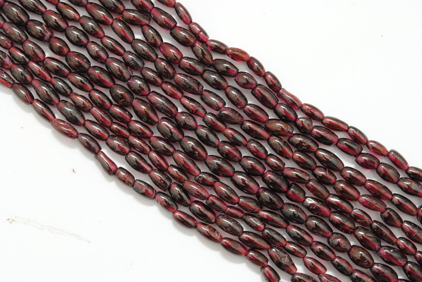 natural rhodolite garnet drum beads strand, plain mixed size, 16 inch, 55 pcs, 16.02 grams, polished gemstone, SAR Gems