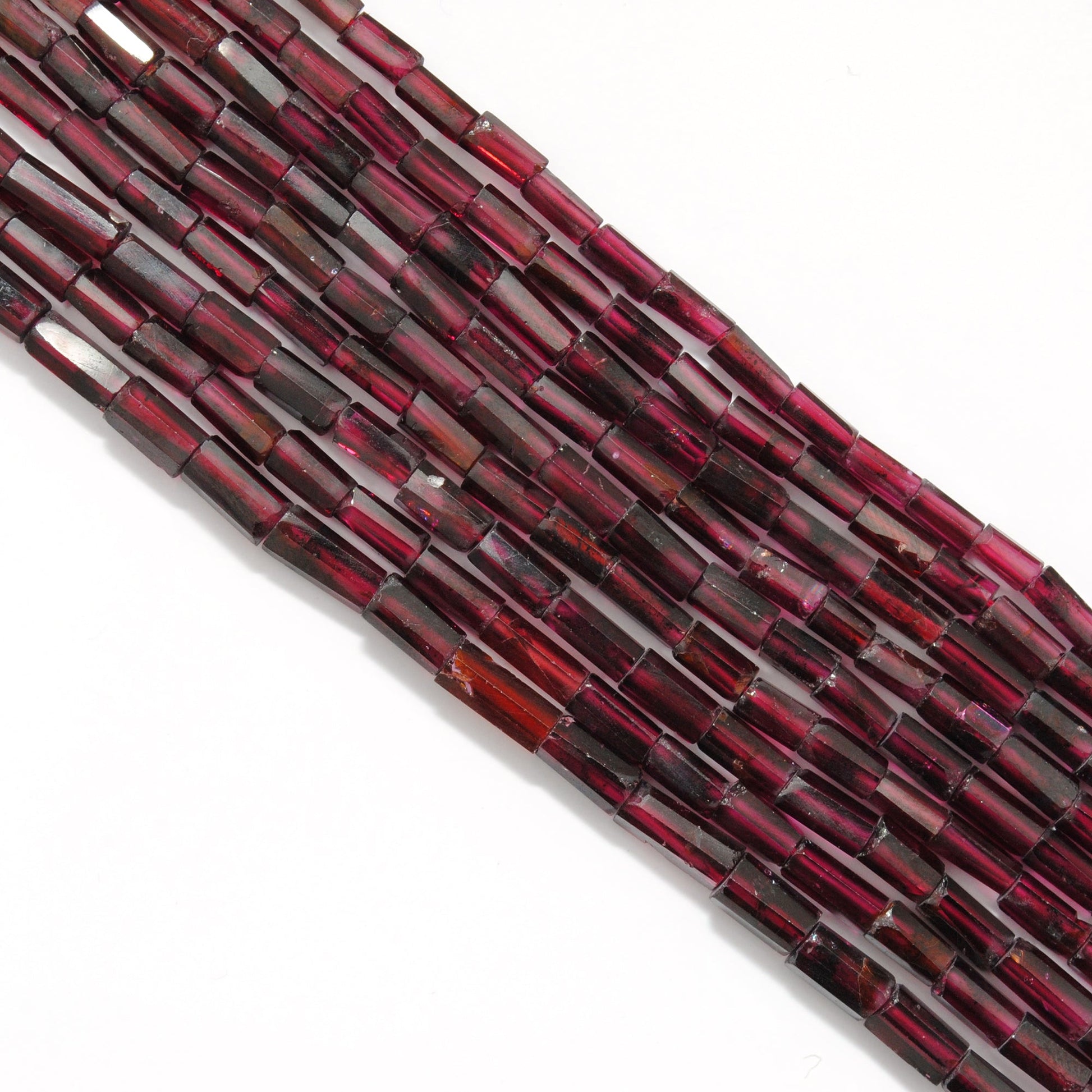 natural rhodolite garnet tube beads strand, mixed size, 50 pcs, 17 inch, 14.85 grams, plain polished gemstone, SAR Gems