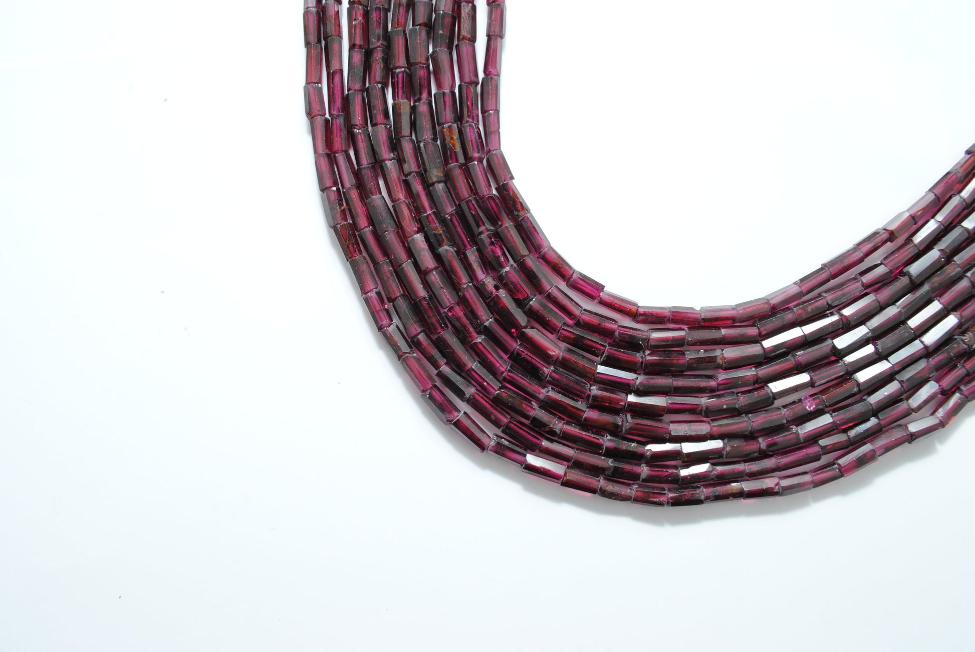 natural rhodolite garnet tube beads strand, mixed size, 50 pcs, 17 inch, 14.85 grams, plain polished gemstone, SAR Gems