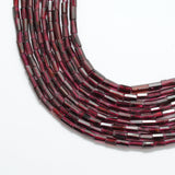 natural rhodolite garnet tube beads strand, mixed size, 50 pcs, 17 inch, 14.85 grams, plain polished gemstone, SAR Gems