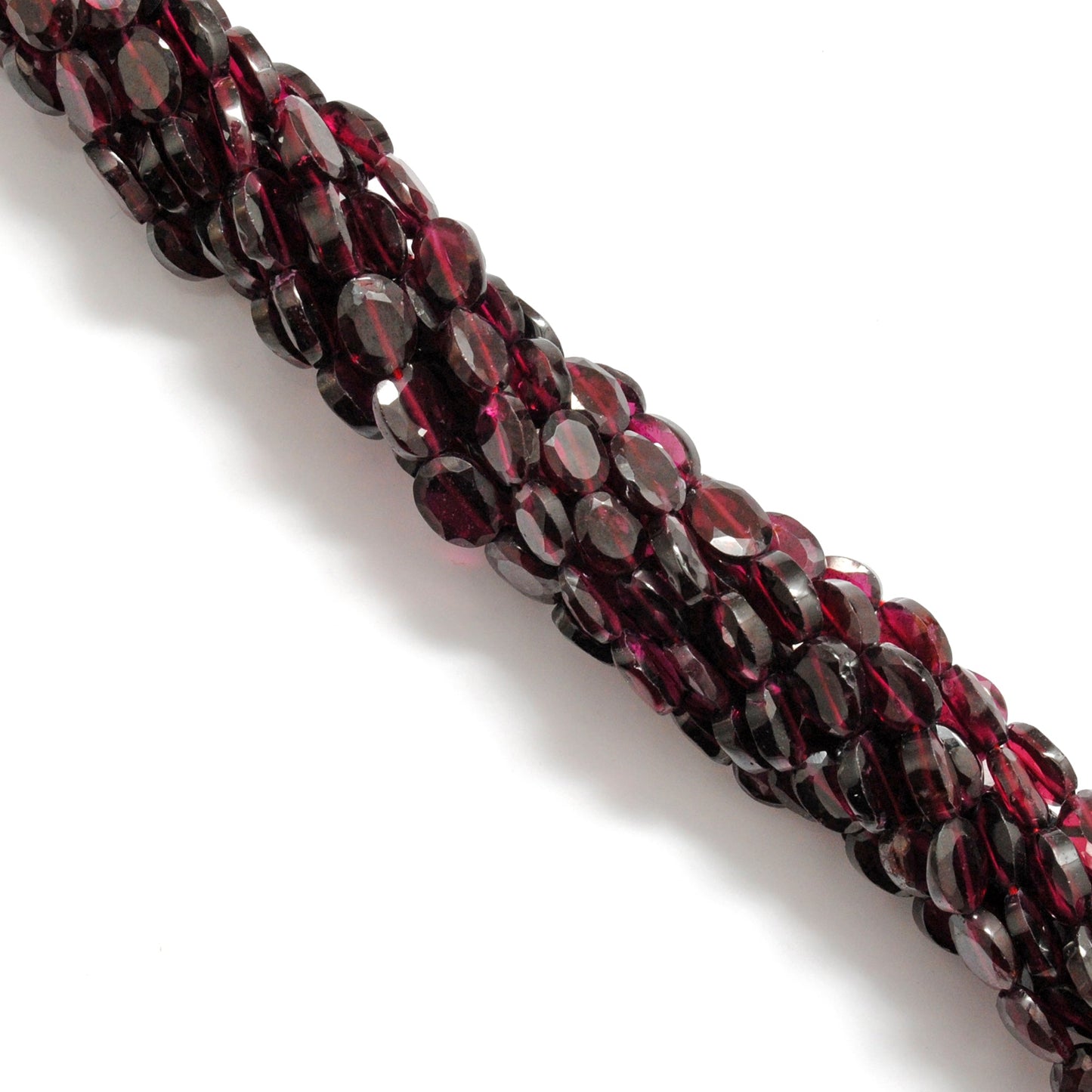 natural rhodolite garnet faceted oval beads strand, 5x7 to 6x8 mm, 17 inch, polished untreated red gemstone, SAR Gems
