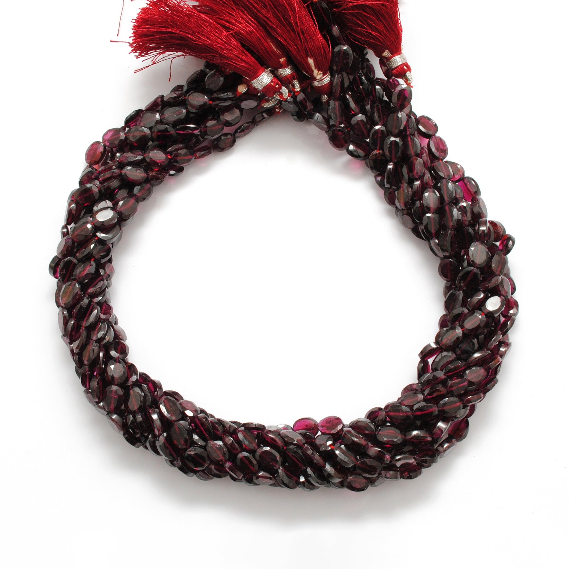 natural rhodolite garnet faceted oval beads strand, 5x7 to 6x8 mm, 17 inch, polished untreated red gemstone, SAR Gems