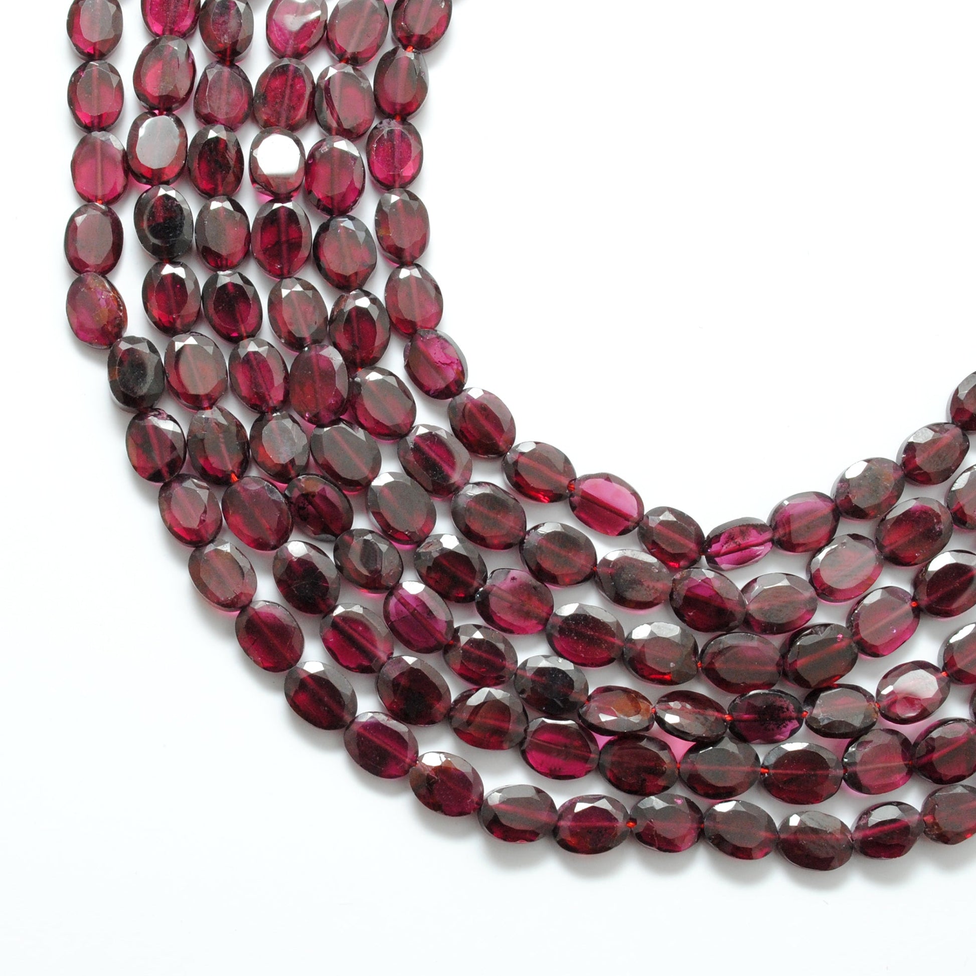 natural rhodolite garnet faceted oval beads strand, 5x7 to 6x8 mm, 17 inch, polished untreated red gemstone, SAR Gems