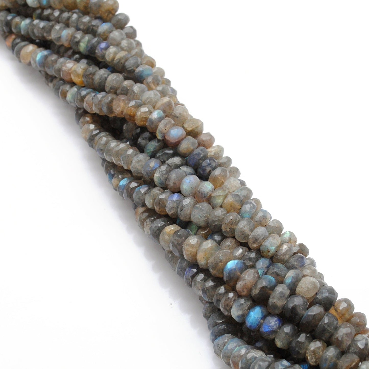 Natural Labradorite Faceted Tyre Beads – 4-6mm or 8mm, 16" Strand | SAR Gems