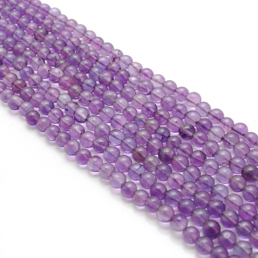 Natural Amethyst Round Gemstone Beads, 5-5.5mm 15" Strand | SAR Gems - view 3