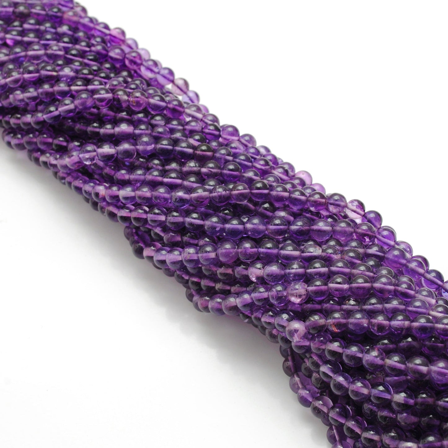 Natural Amethyst Round Gemstone Beads, 4-4.5mm 15" Strand, DIY Jewelry