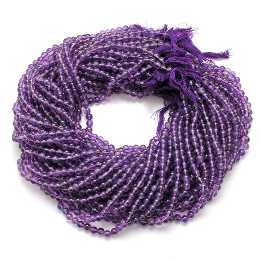 Natural Amethyst Round Gemstone Beads, 4-4.5mm 15" Strand, DIY Jewelry - view 3