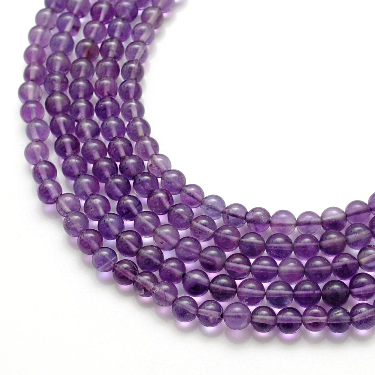 Natural Amethyst Round Gemstone Beads, 4-4.5mm 15" Strand, DIY Jewelry