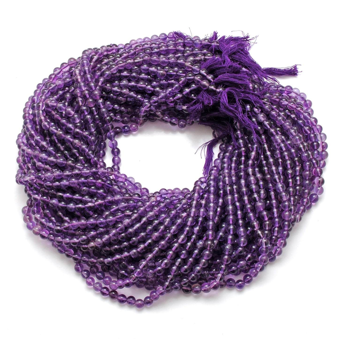 Natural Amethyst Round Gemstone Beads, 4-4.5mm 15" Strand, DIY Jewelry