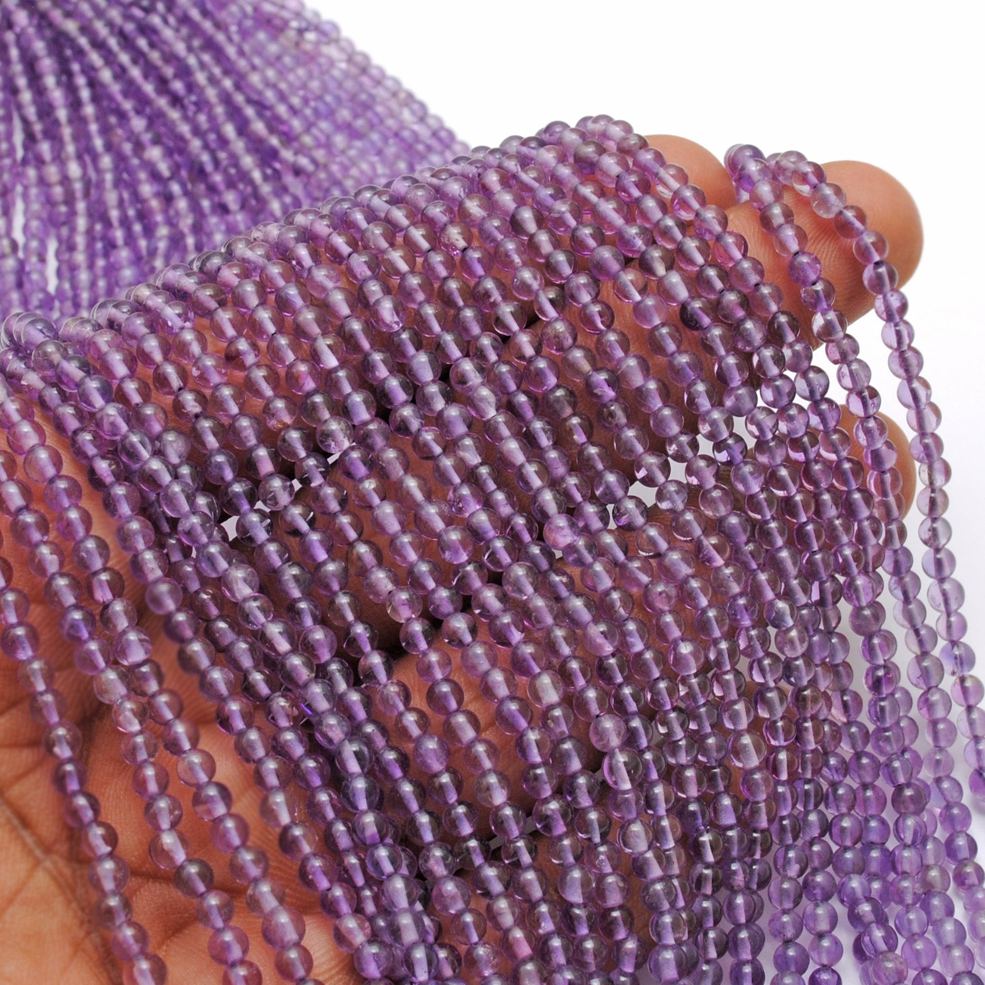 Natural Amethyst Smooth Round Gemstone Beads