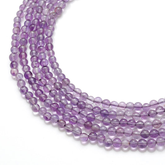 Natural Amethyst Smooth Round Gemstone Beads