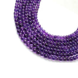 Natural Amethyst Round Gemstone Beads – 6-8mm Mixed Sizes – 15" Strand (54 Pcs)
