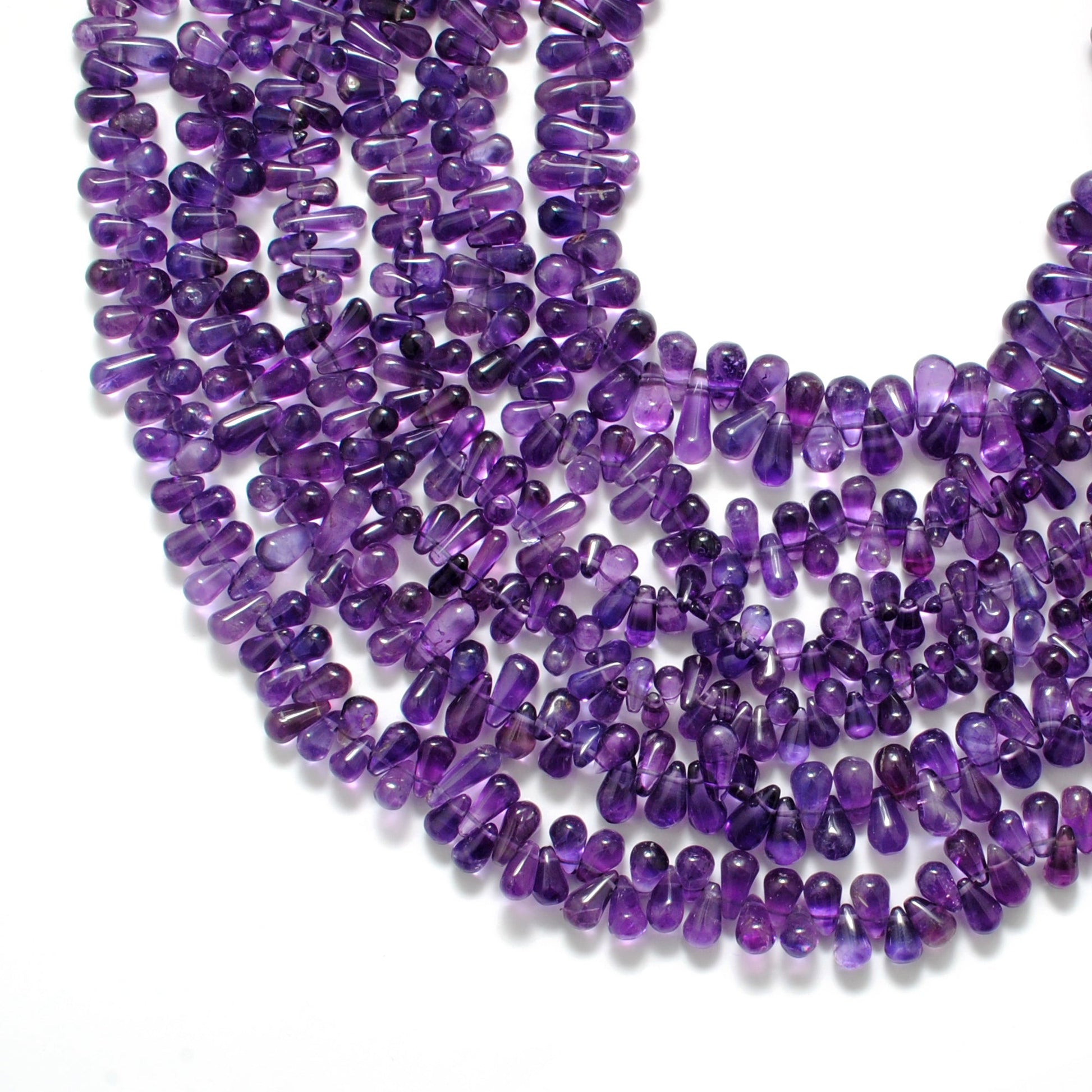 Natural Amethyst Drop Shape AAA Gemstone Beads, Mixed Sizes, 14-Inch Strand