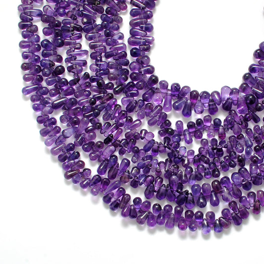 Natural Amethyst Drop Shape AAA Gemstone Beads, Mixed Sizes, 14-Inch Strand