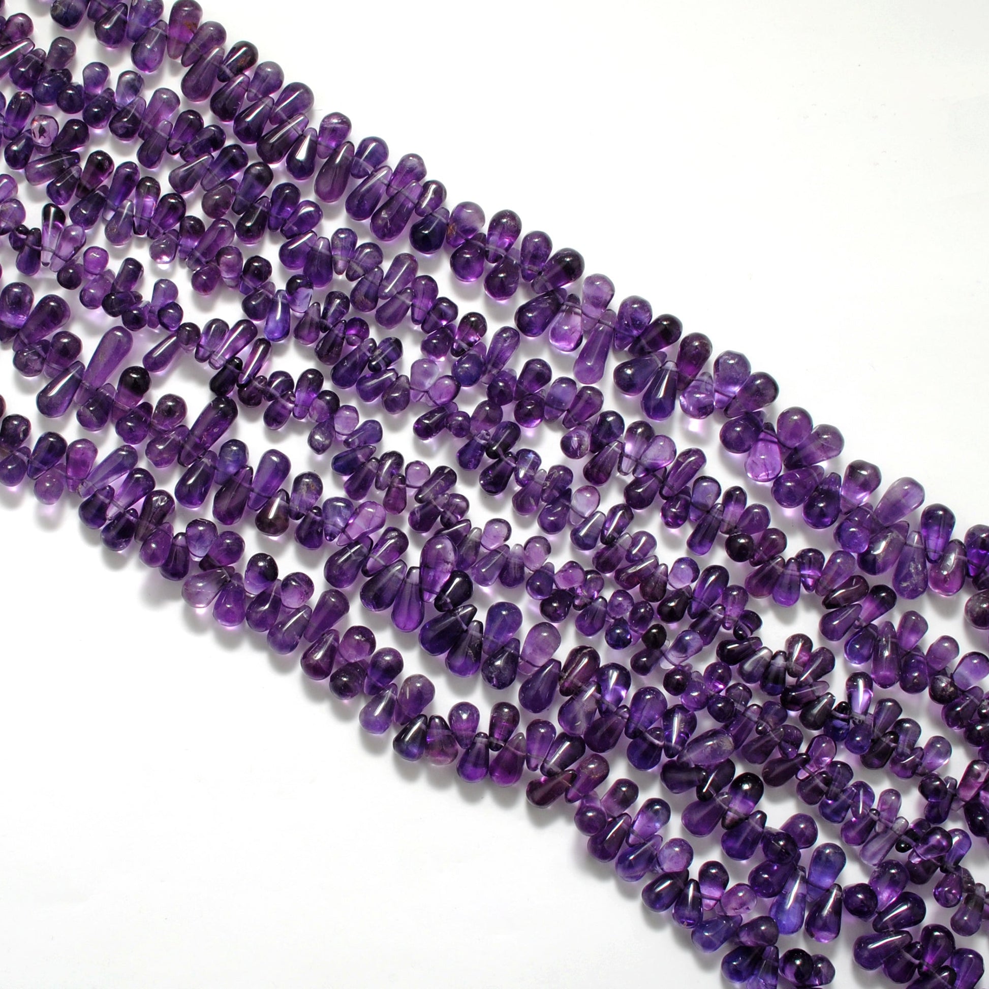 Natural Amethyst Drop Shape AAA Gemstone Beads, Mixed Sizes, 14-Inch Strand