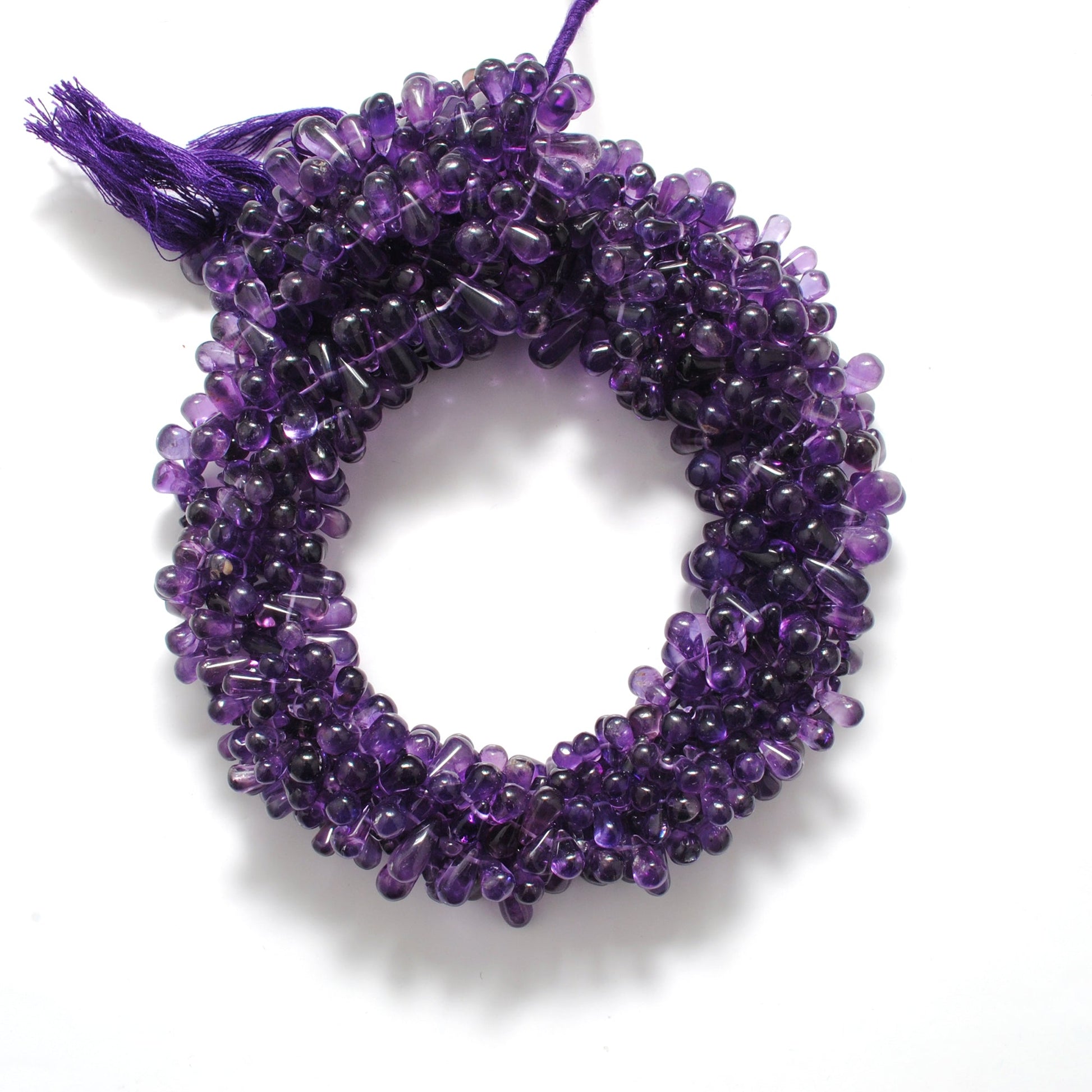 Natural Amethyst Drop Shape AAA Gemstone Beads, Mixed Sizes, 14-Inch Strand