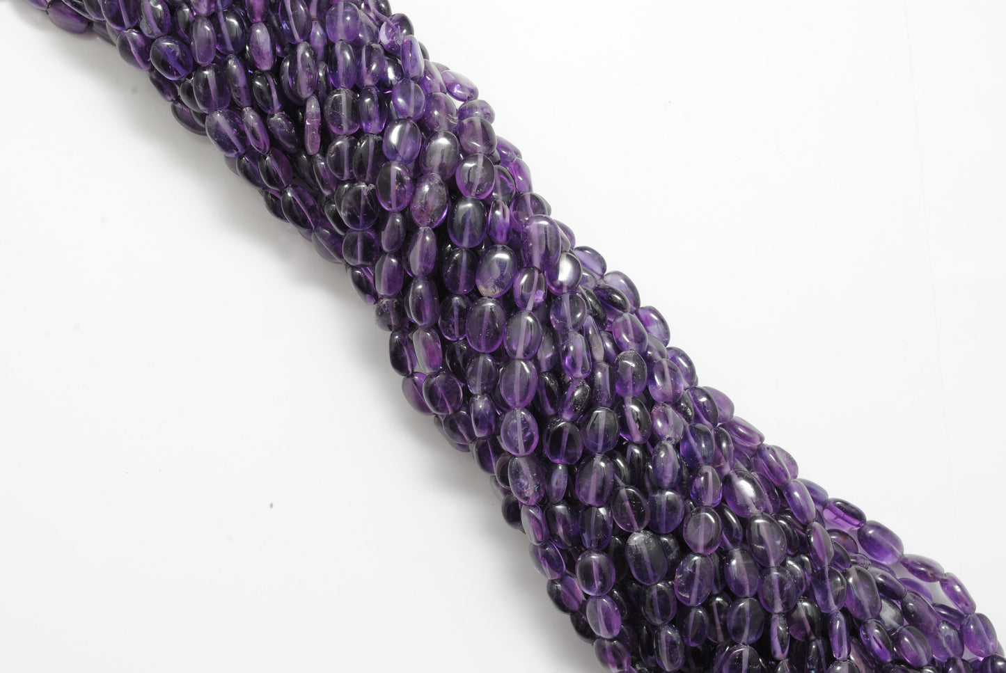 Natural Amethyst Oval Gemstone Beads – 5x7-6x9mm Mix Sizes – 15" Inch Strand