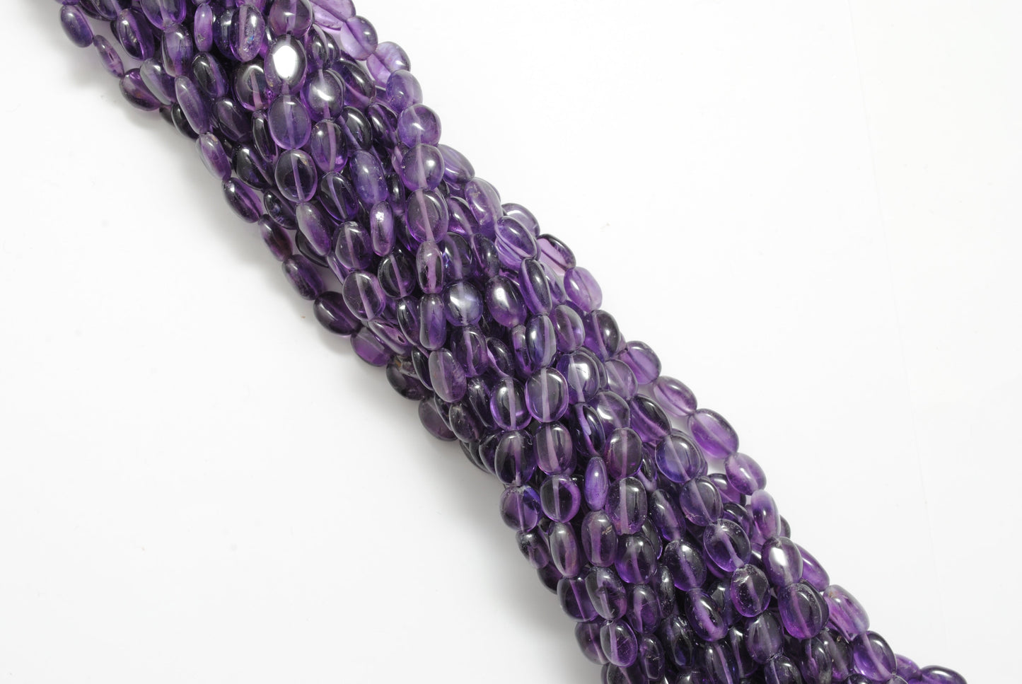 Natural Amethyst Oval Gemstone Beads – 5x7-6x9mm Mix Sizes – 15" Inch Strand