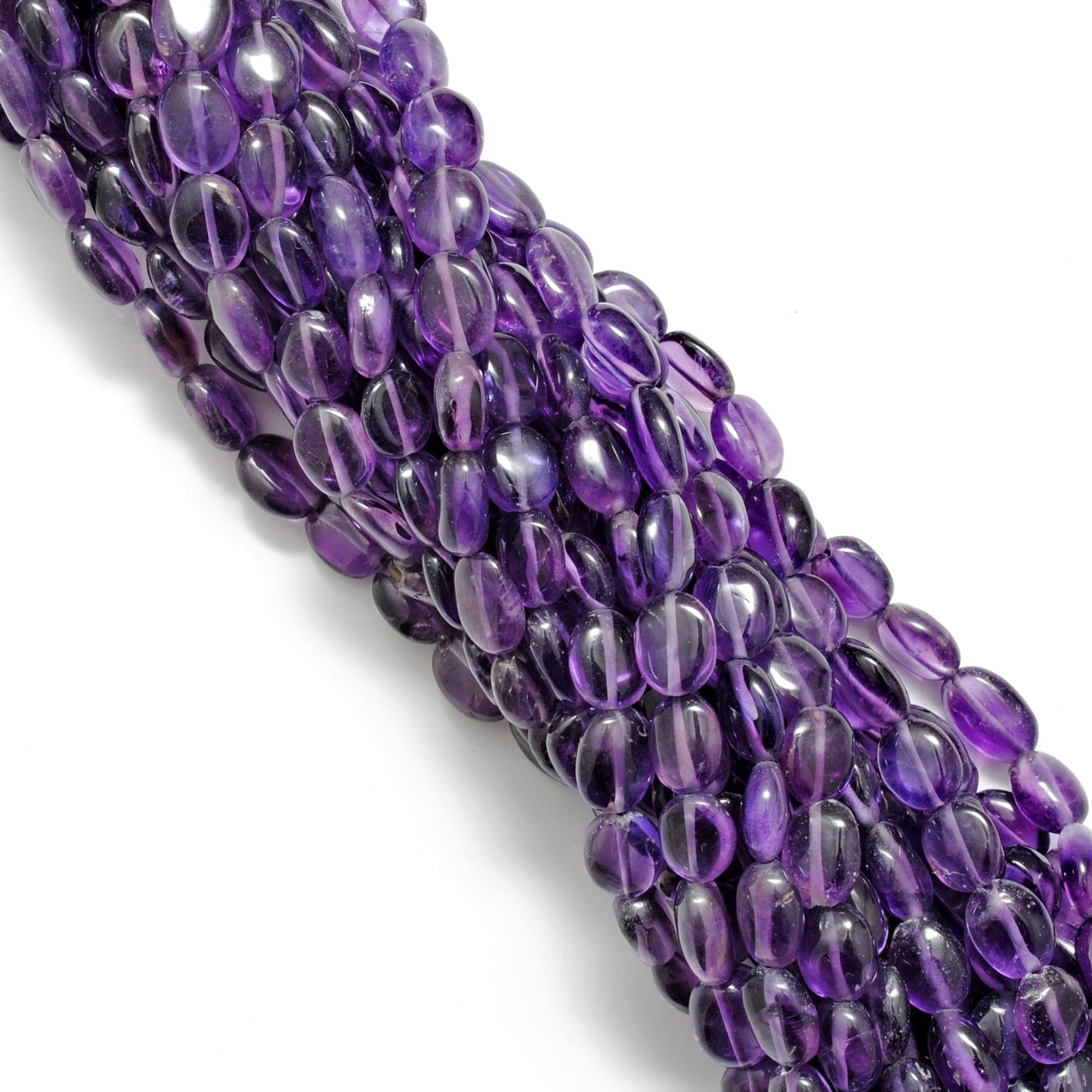 Natural Amethyst Oval Gemstone Beads – 5x7-6x9mm Mix Sizes – 15" Inch Strand