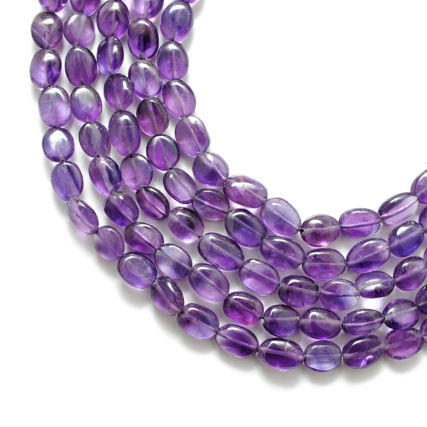Natural Amethyst Oval Gemstone Beads – 5x7-6x9mm Mix Sizes – 15" Inch Strand