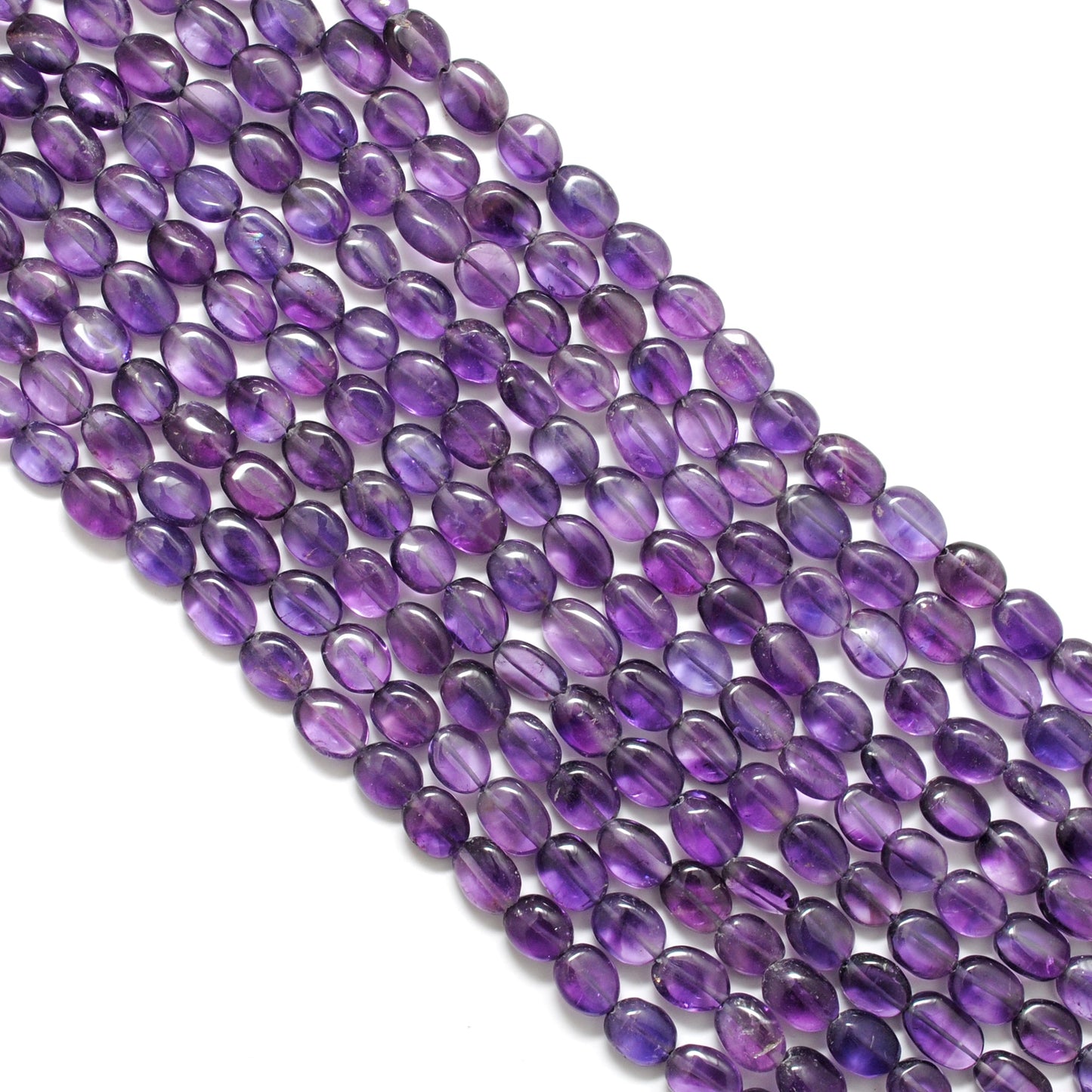 Natural Amethyst Oval Gemstone Beads – 5x7-6x9mm Mix Sizes – 15" Inch Strand