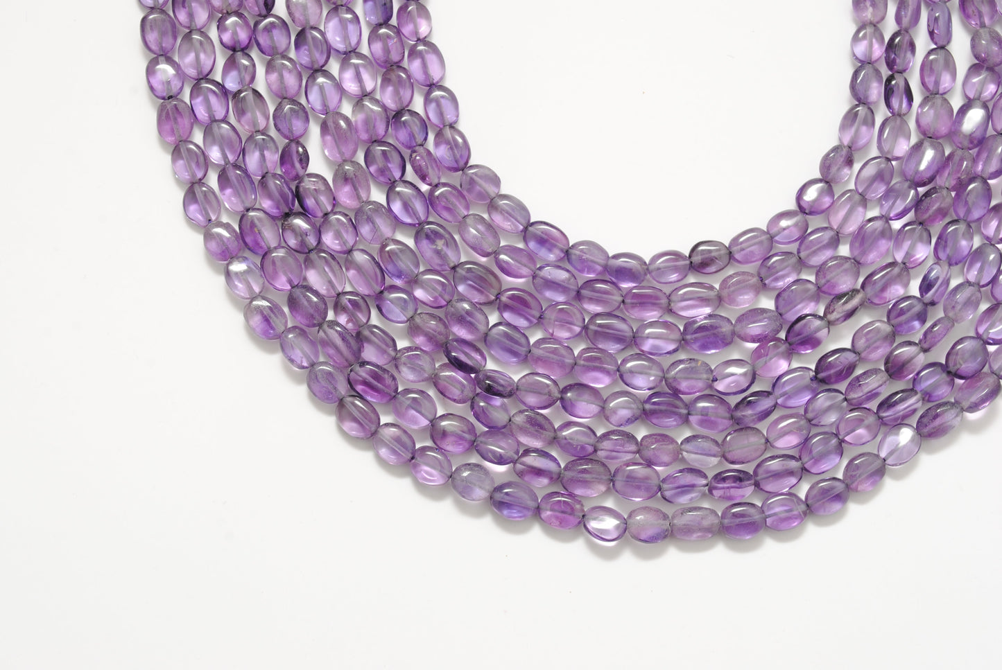 Natural Amethyst Oval Beads – 5x7 to 8x10mm – 16" Strand – Center Drilled for DIY Jewelry