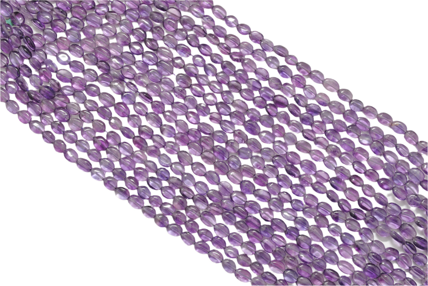 Natural Amethyst Oval Beads – 5x7 to 8x10mm – 16" Strand – Center Drilled for DIY Jewelry