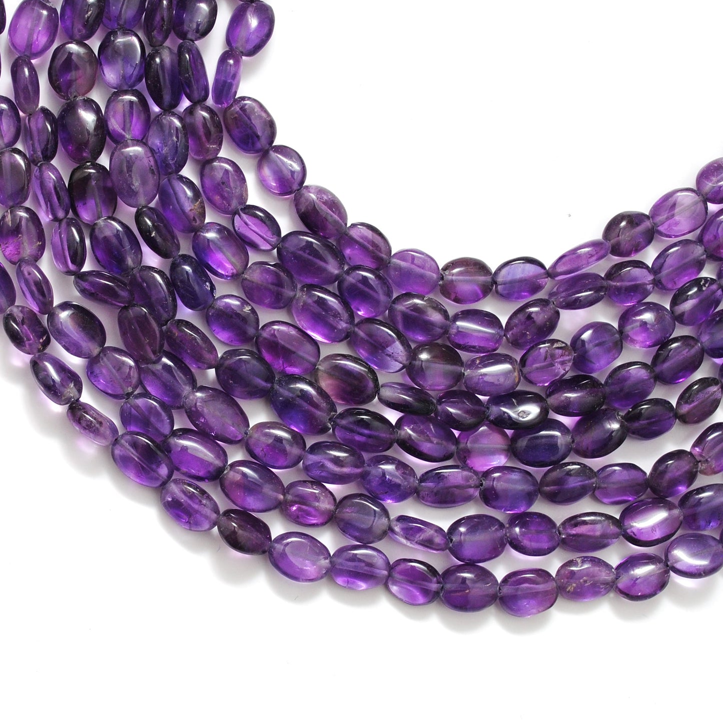 Natural Amethyst Oval Beads – 7x10-8x11mm Mix Sizes – 14" Strand DIY Jewelry Making