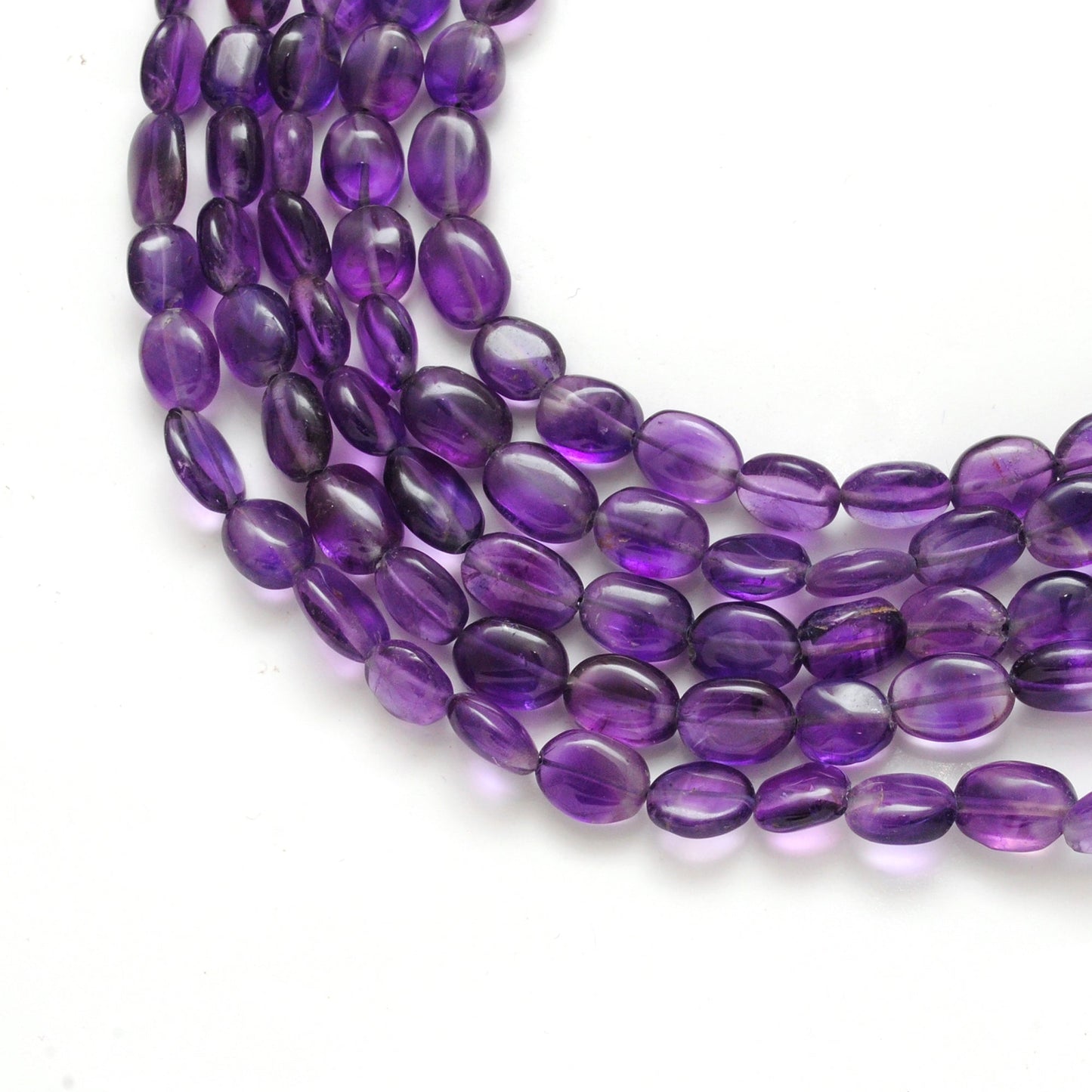 Natural Amethyst Oval Beads – 6x8mm to 7x9mm – 14-Inch Strand – Loose Gemstone for Jewelry Making