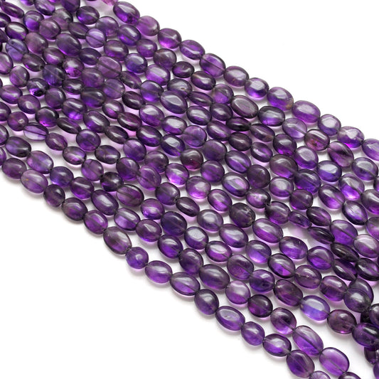 Natural Amethyst Oval Beads – 6x8mm to 7x9mm – 14-Inch Strand – Loose Gemstone for Jewelry Making - view 3