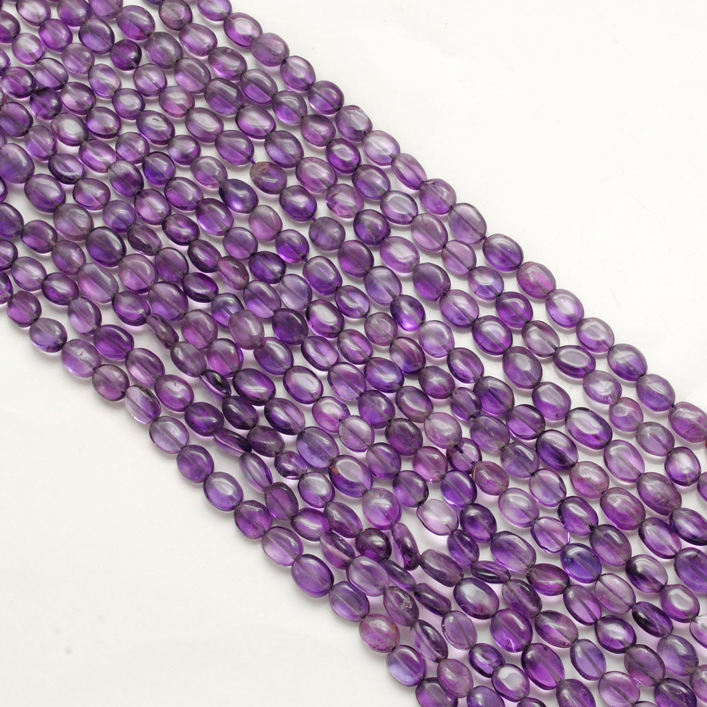Natural Amethyst Oval Beads – 6x8mm to 7x9mm – 14-Inch Strand – Loose Gemstone for Jewelry Making