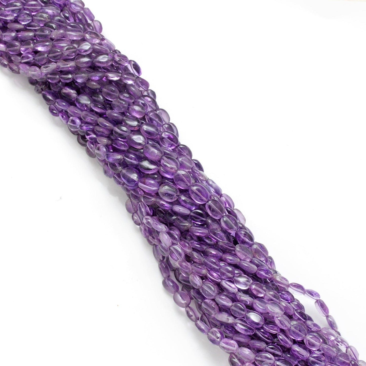 Natural Amethyst Oval Beads – 6x8mm to 7x9mm – 14-Inch Strand – Loose Gemstone for Jewelry Making