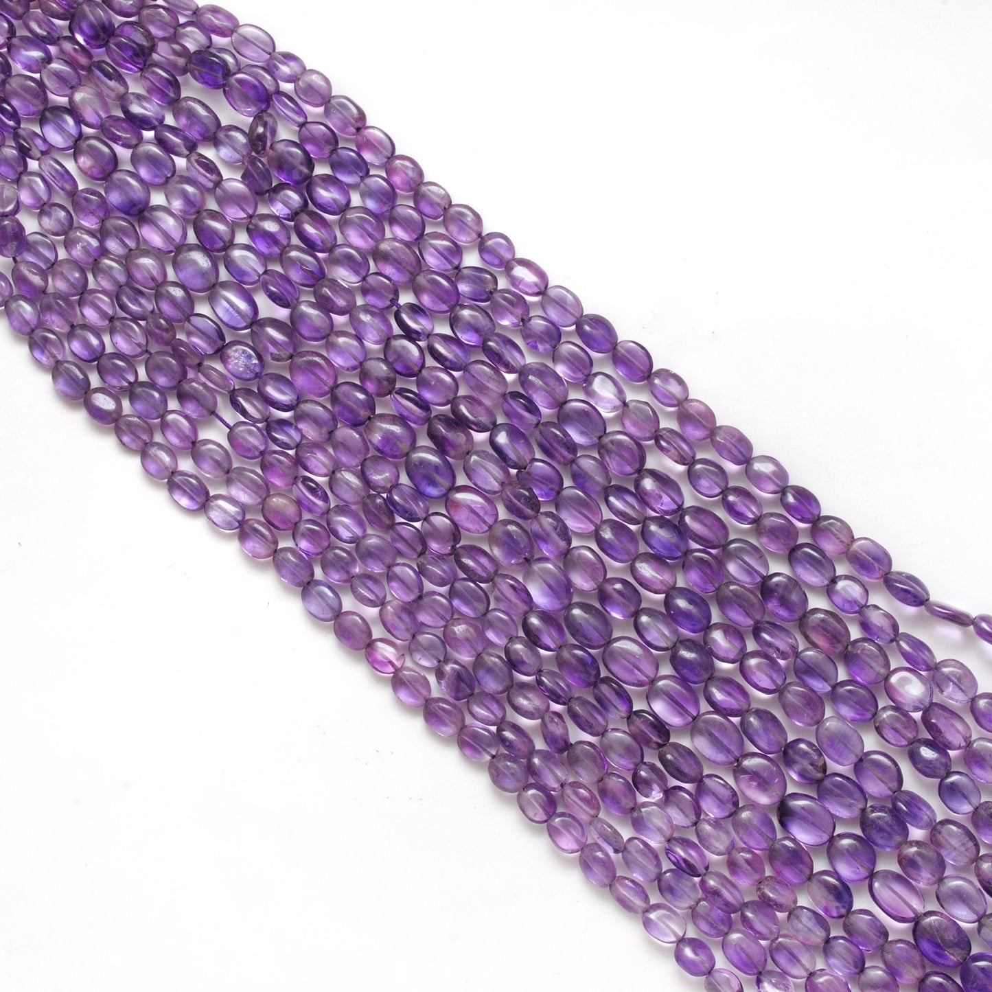 Natural Amethyst Oval Beads – 6x8mm to 7x9mm – 14-Inch Strand – Loose Gemstone for Jewelry Making